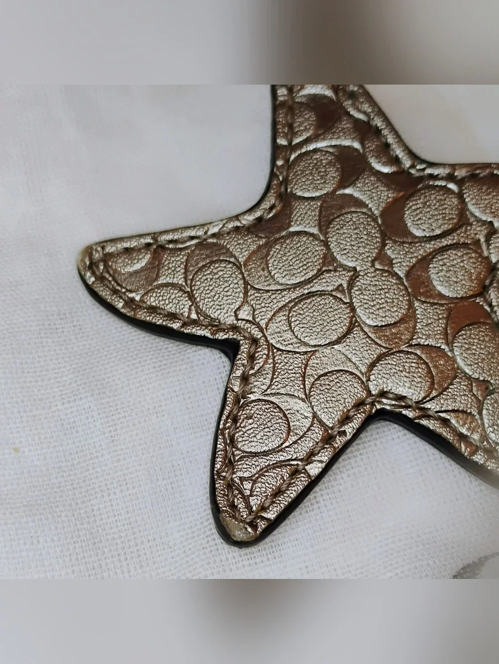3FER Coach Bag Charms - Brushed Pewter/Gold Star, Hang Tag, Coach Script